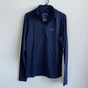 Eddie Bauer polyester/spandex quarter zip fleece lined base layer size M